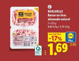 Lidl REALVALLE Bacon en tiras ahumado natural oferta
