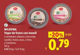 Lidl MILBONA Yogur de frutas con muesli oferta