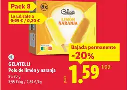 Lidl GELATELLI Polo de limón y naranja oferta