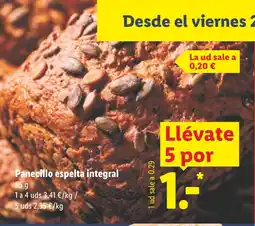 Lidl Panecillo espelta integral oferta