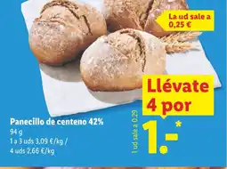 Lidl Panecillo de centeno 42% oferta