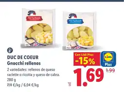 Lidl DUC DE COEUR Gnocchi rellenos oferta