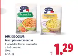 Lidl DUC DE COEUR Arroz para microondas oferta