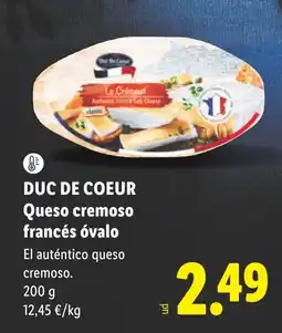 Lidl DUC DE COEUR Queso cremoso francés óvalo oferta