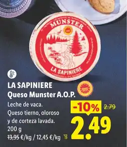 Lidl LA SAPINIERE Queso Munster A.O.P. oferta