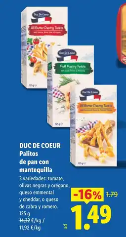 Lidl DUC DE COEUR Palitos de pan con mantequilla oferta
