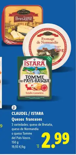 Lidl CLAUDEL/ISTARA Quesos franceses oferta