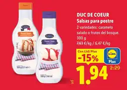 Lidl DUC DE COEUR Salsas para postre oferta