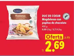 Lidl DUC DE COEUR Magdalenas con pepitas de chocolate oferta
