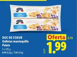 Lidl DUC DE COEUR Galletas mantequilla Palets oferta