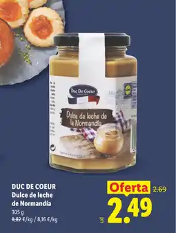 Lidl DUC DE COEUR Dulce de leche de Normandía oferta