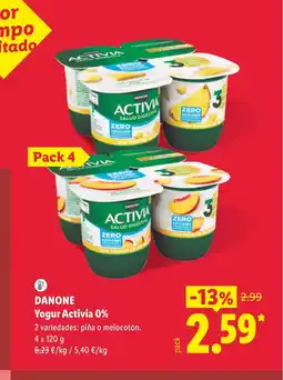 Lidl DANONE Yogur Activia 0% oferta