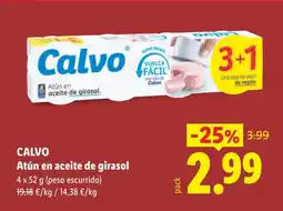 Lidl CALVO Atún en aceite de girasol oferta