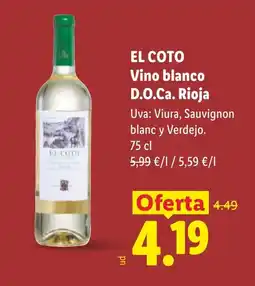 Lidl EL COTO Vino blanco D.O.Ca. Rioja oferta