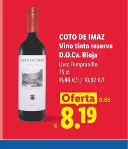 Lidl COTO DE IMAZ Vino tinto reserva D.O.Ca. Rioja oferta