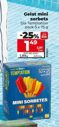 Dia DIA TEMPTATION Gelat mini sorbets oferta