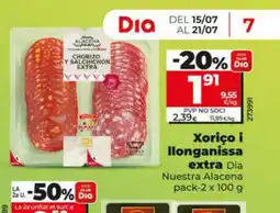 Dia DIA NUESTRA ALACENA Xoriço i llonganissa extra oferta