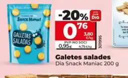 Dia DIA SNACK MANIAC Galetes salades oferta