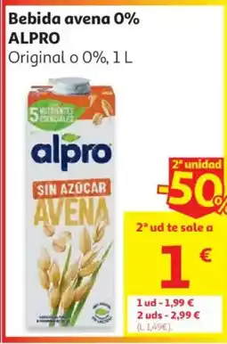 Alcampo ALPRO Bebida avena 0% oferta