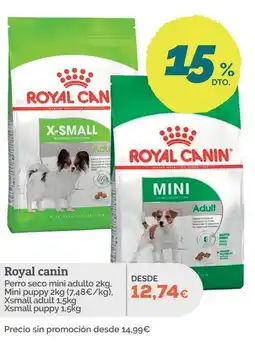 Supermercados MAS ROYAL CANIN Perro seco mini adult Mini puppy Xsmall adult Xsmall puppy oferta