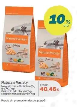 Supermercados MAS NATURE'S VARIETY No grain min adlt chicken Grain min adlt chicken oferta