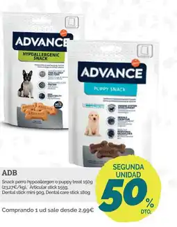 Supermercados MAS ADB Snack perro hypoallergen o puppy treat Articular stick Dental stick mini gog, Dental care stick oferta