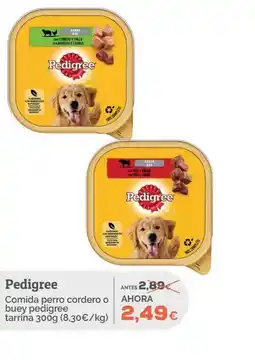 Supermercados MAS PEDIGREE Comida perro cordero o buey pedigree tarrína oferta