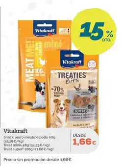 Supermercados MAS VITAKRAFT Snack perro meatme pollo Treat minis Treat superf oferta