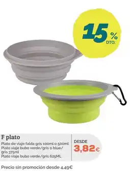 Supermercados MAS F plato Plato de viaje falda gri o Plato viaje bubo verde/gris o blue/ gris oferta