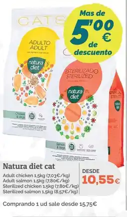 Supermercados MAS Natura diet cat Adult chicken Adult salmon oferta