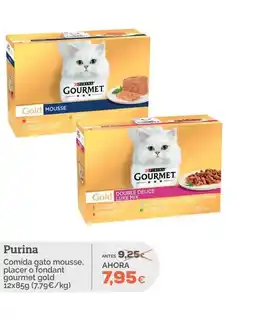 Supermercados MAS PURINA Comida gato mousse, placer o fondant gourmet gold oferta
