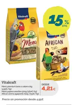 Supermercados MAS VITAKRAFT Menú premium loros o cotorra oferta