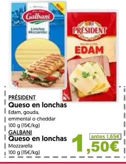 Hiper Usera PRÉSIDENT Queso en lonchas oferta