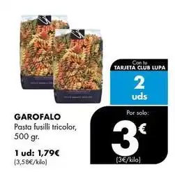 Supermercados Lupa Garofalo - pasta fusilli tricolor oferta