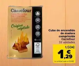 Carrefour Carrefour - cubo de encendido de madera comprimida oferta