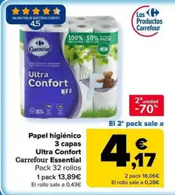 Carrefour Carrefour essential - papel higiénico 3 capas ultra confort oferta