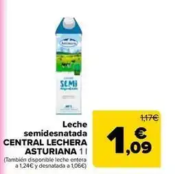 Carrefour Central lechera asturiana - leche semidesnatada oferta