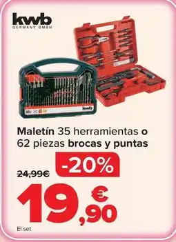 Carrefour Kwb - maletín 35 herramientas o 62 piezas brocas y puntas oferta