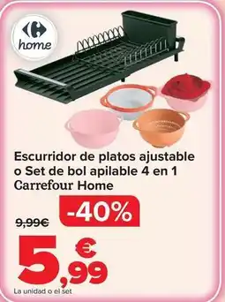 Carrefour Carrefour home - escurridor de platos ajustable o set de bol apilable 4 en 1 oferta