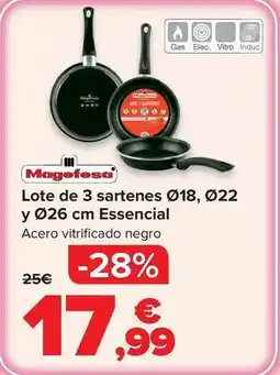 Carrefour Magefesa - lote de 3 sartenes ø18 ø22 y ø26 cm essencial oferta