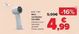 Carrefour Eurotech - mini ventilador cd-08v oferta