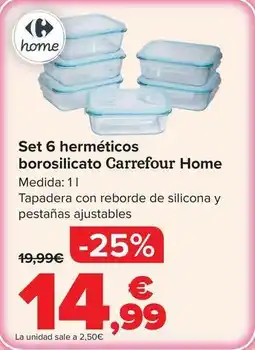 Carrefour Carrefour home - set 6 herméticos borosilicato oferta