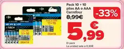 Carrefour Carrefour - pack 10 + 10 pilas aa o aaa oferta