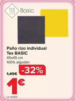 Carrefour Tex basic - paño rizo individual oferta