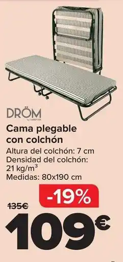 Carrefour Cama plegable con colchón oferta