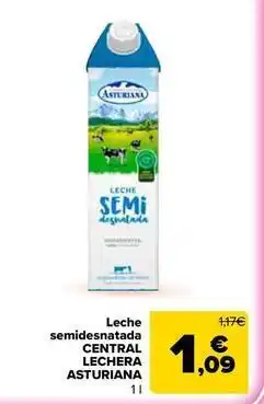 Carrefour Market Central lechera asturiana - leche semidesnatada oferta