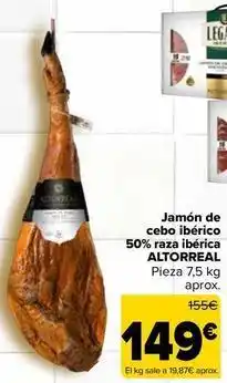 Carrefour Market Altorreal - jamón de cebo ibérico 50% raza ibérica oferta