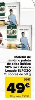 Carrefour Market Legado elpozo - maletín de jamón o paleta de cebo ibérico 50% raza ibérica oferta