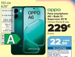 Carrefour Oppo - pack smartphone a6 + buds 3+ supervooc 45 w oferta
