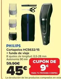 Carrefour Philips - cortapelos hc5632/15 + funda de viaje oferta